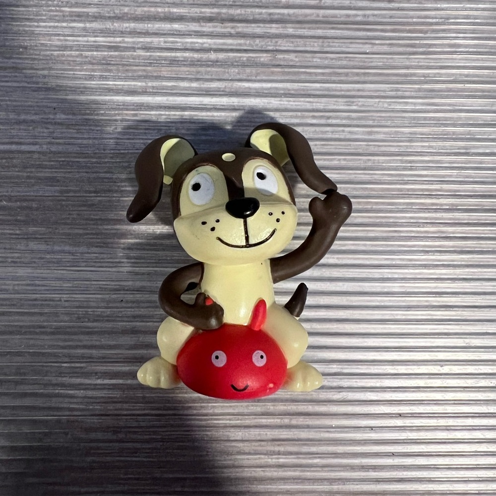 Charming Brown Dog Stuffed Toy with Red Ball - Picture 2 of 2